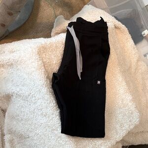 Figs Black Scrub Jogger Pants with Gray Drawstring